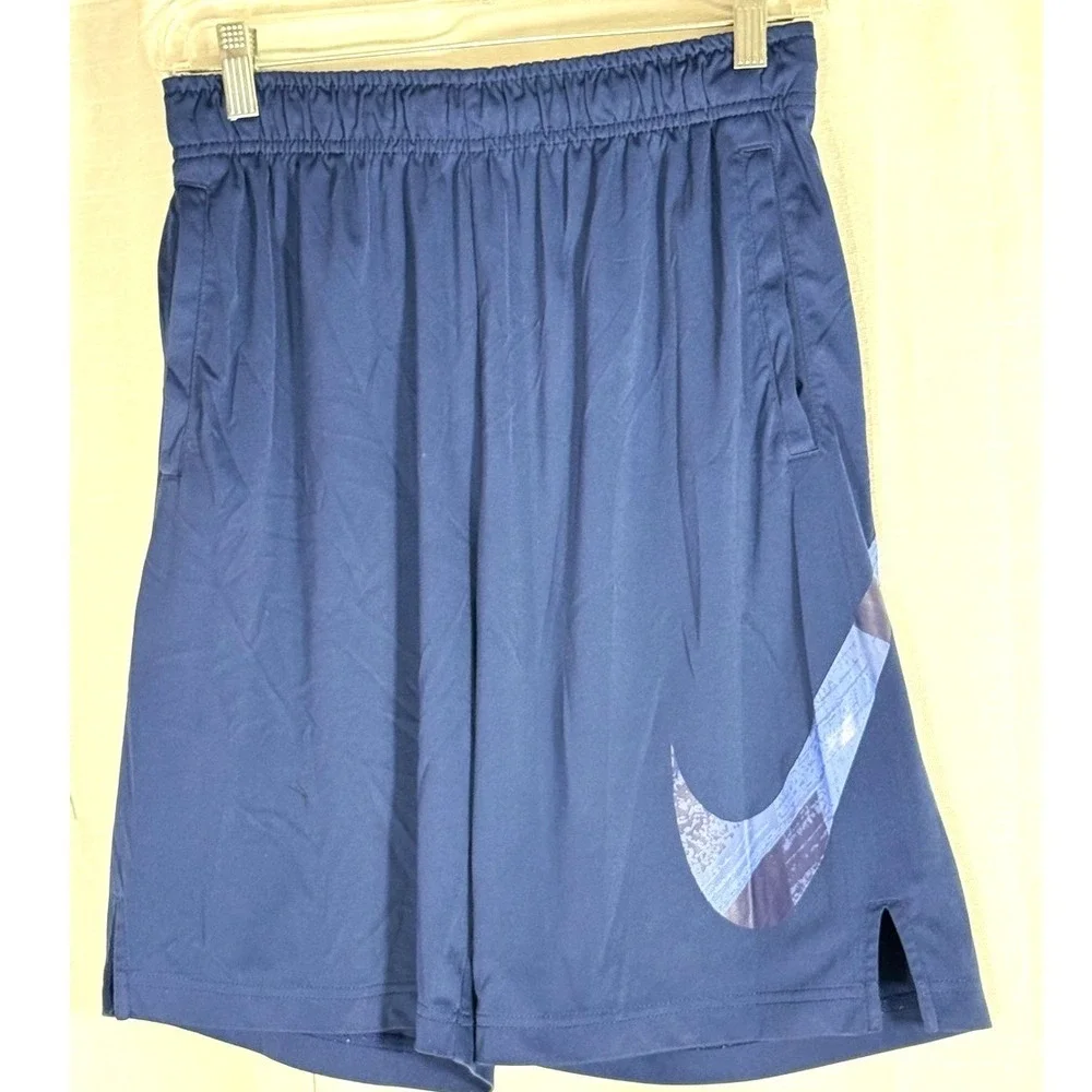 Nike Youth XL Navy Athletic Shorts with Printed Swoosh‎